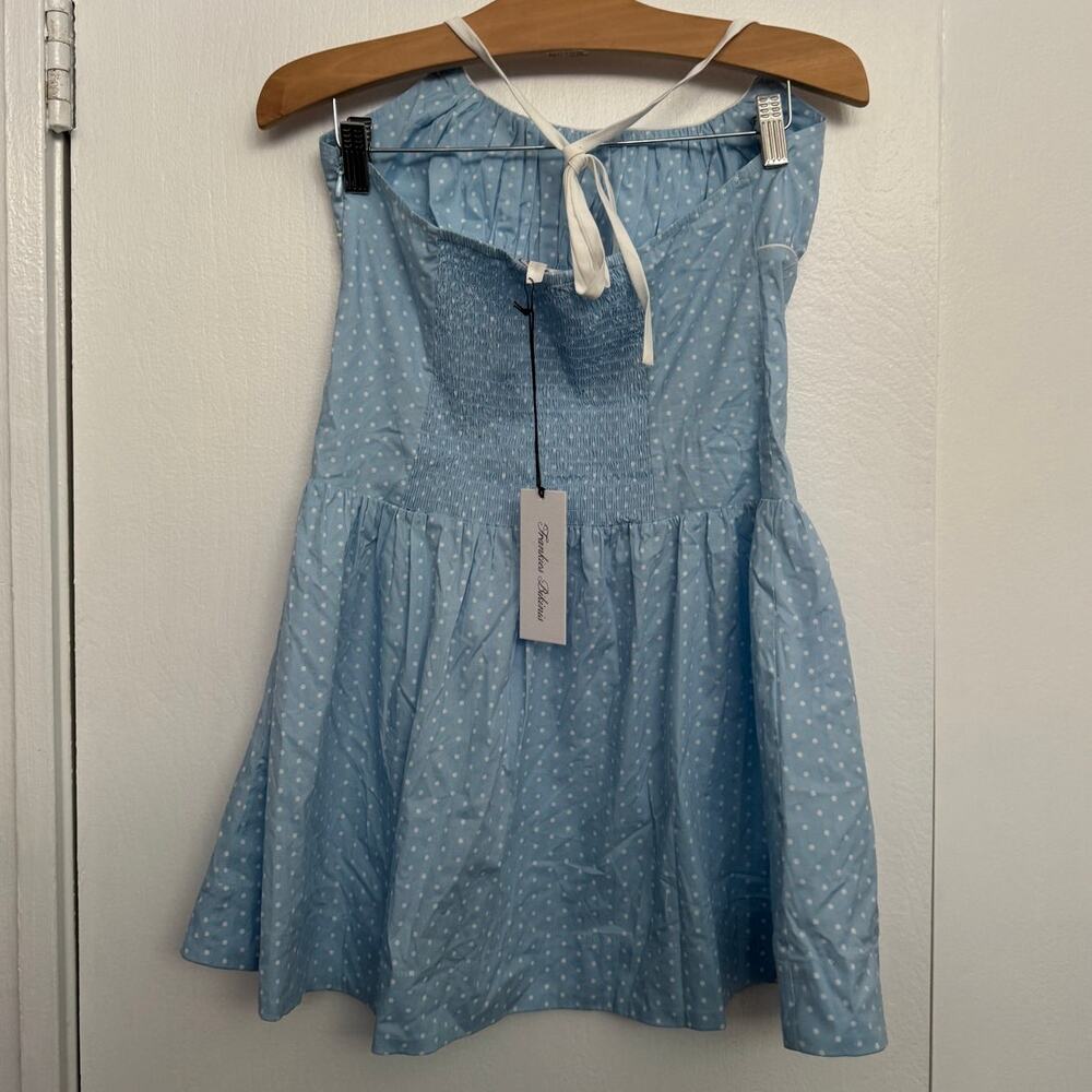 NWT Frankies Bikinis Robin Polka Dot Mini Dress in Raindrop Size Medium - Picture 4 of 6
